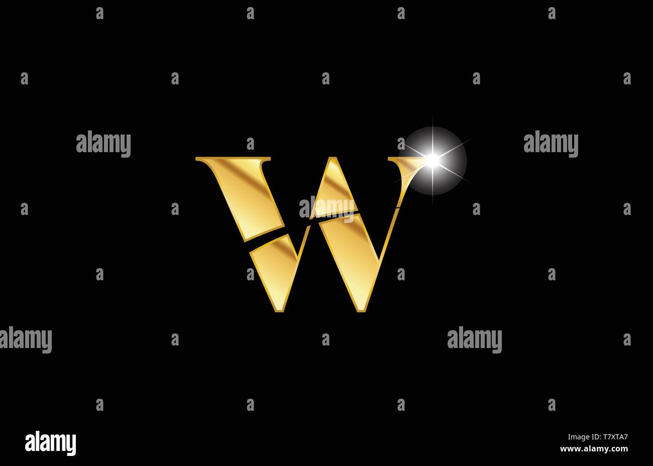 gold golden metal metallic alphabet letter w logo icon design for a ...
