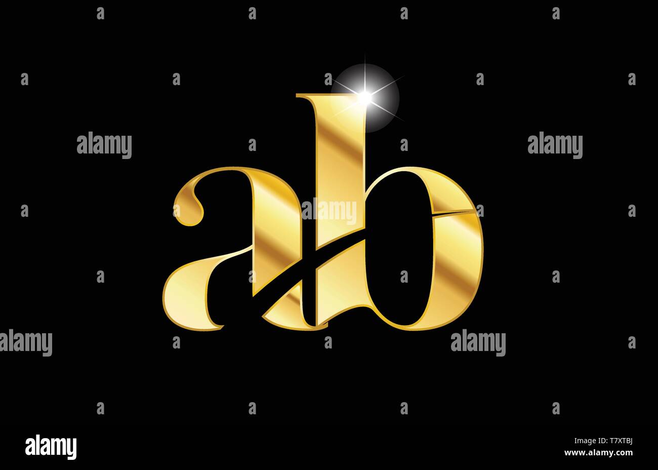 gold golden metal metallic alphabet letter ab a b logo icon design for ...
