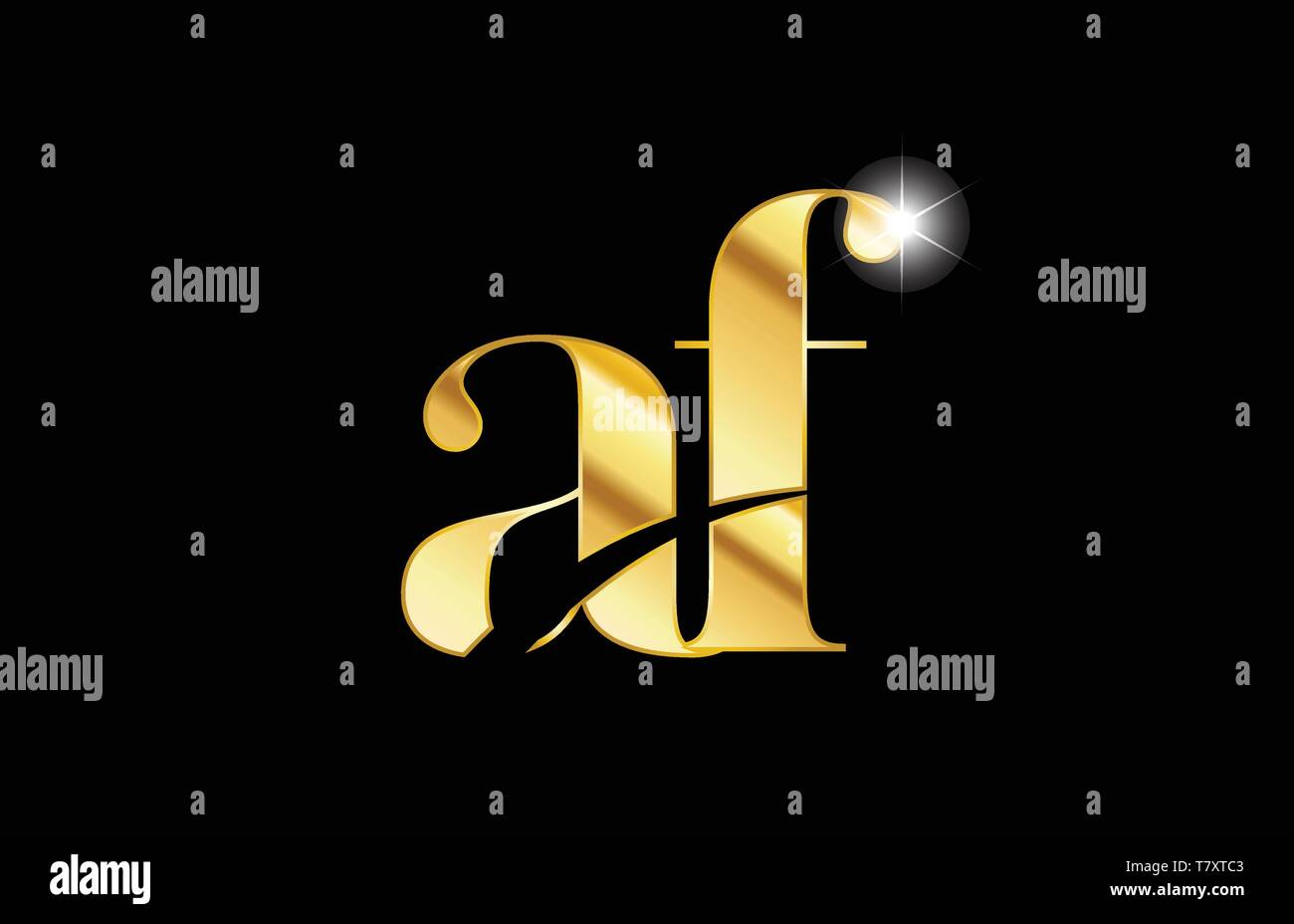 gold golden metal metallic alphabet letter af a f logo icon design for ...