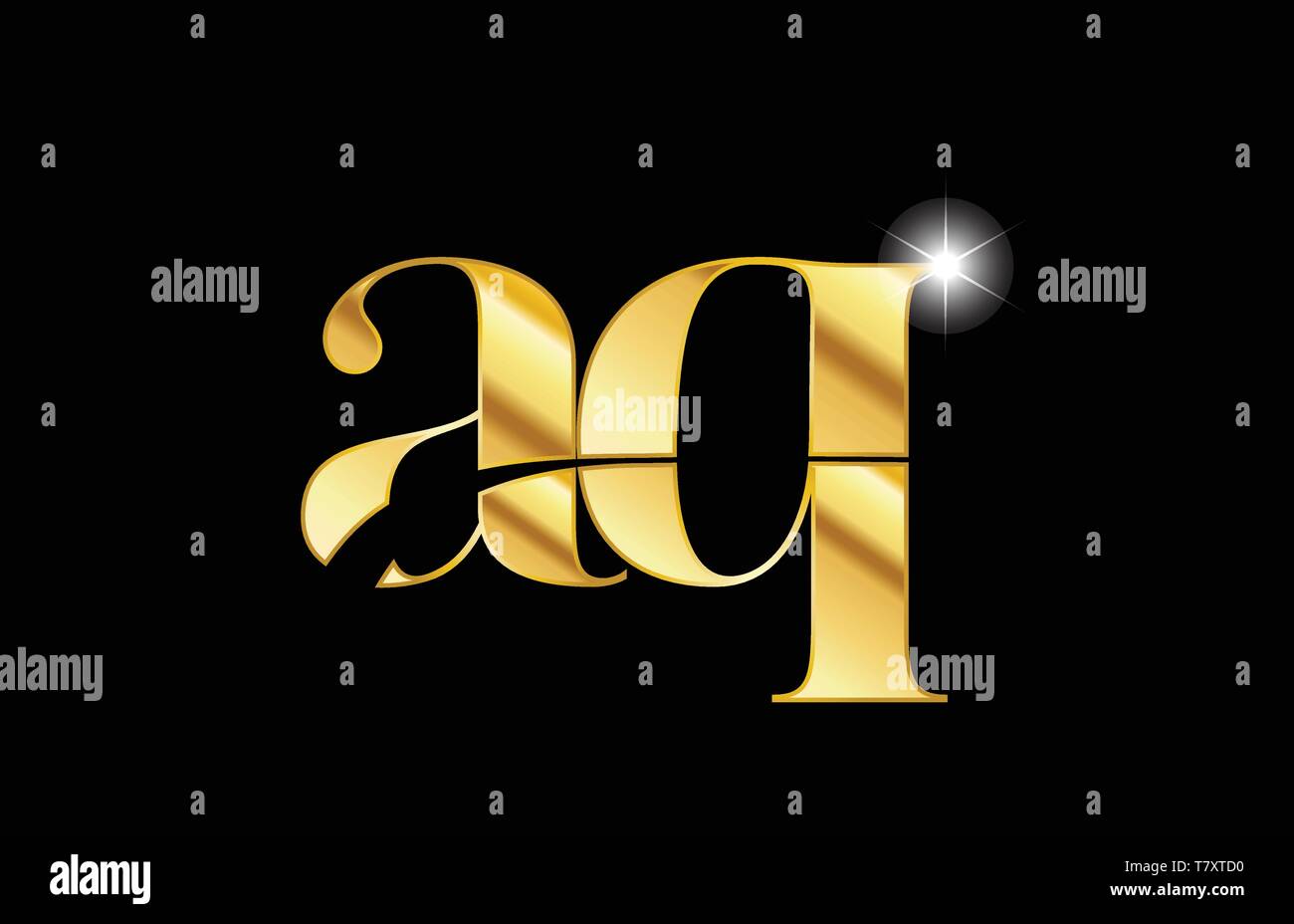 gold golden metal metallic alphabet letter aq a q logo icon design for ...