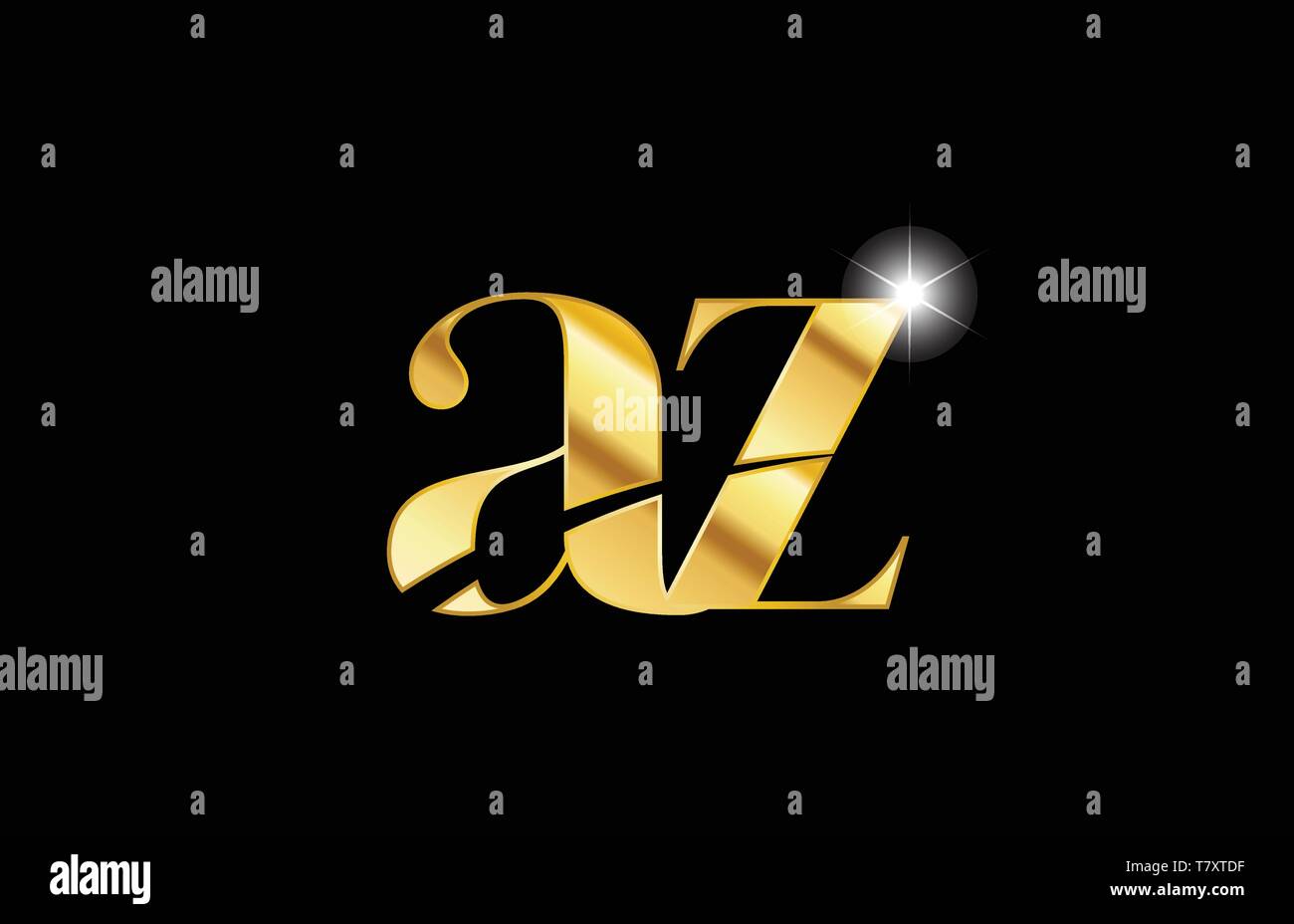 gold golden metal metallic alphabet letter az a z logo icon design for ...