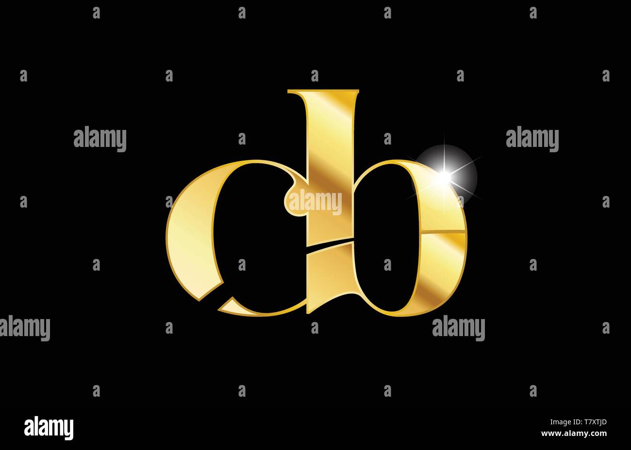 gold golden metal metallic alphabet letter cb c b logo icon design for ...