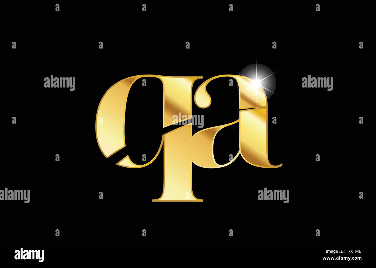 gold golden metal metallic alphabet letter qa q a logo icon design for ...
