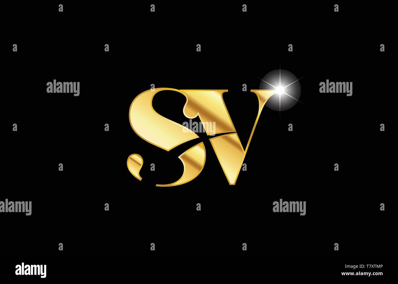 lv l v alphabet combination letter logo in gold golden 3d metal