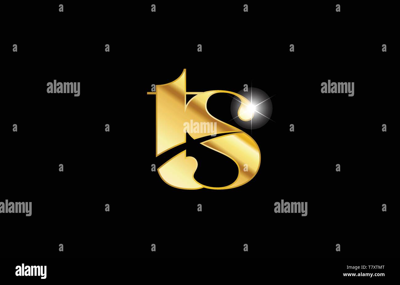gold golden metal metallic alphabet letter ts t s logo icon design for ...