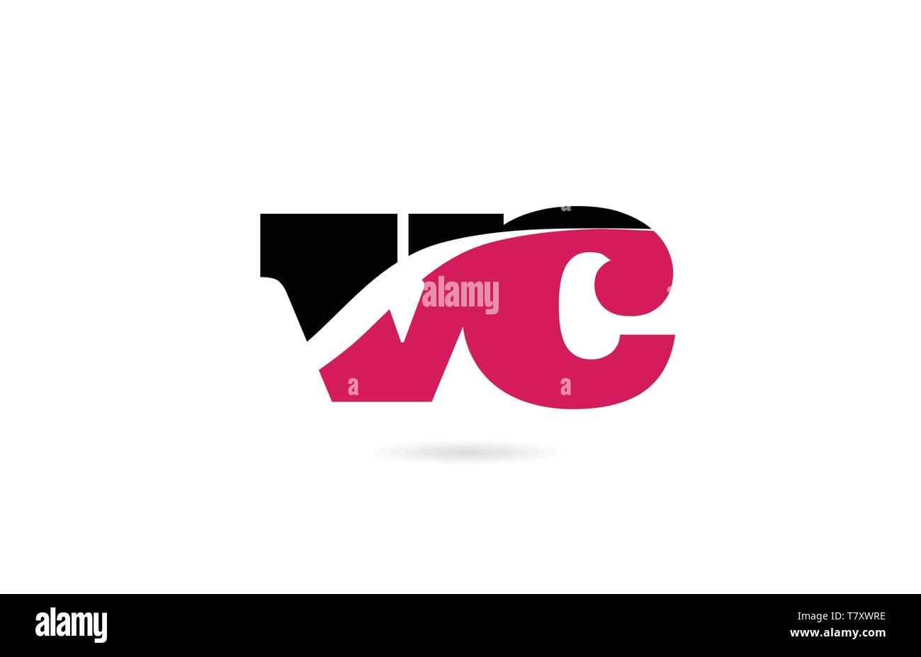 vc v c pink and black alphabet letter combination suitable as a logo ...