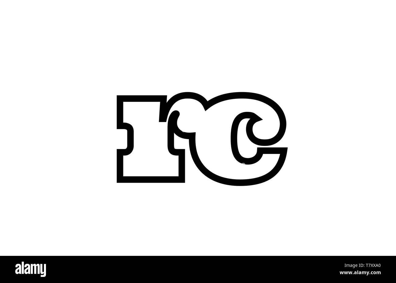 Connected or joined rc r c black alphabet letter combination suitable ...