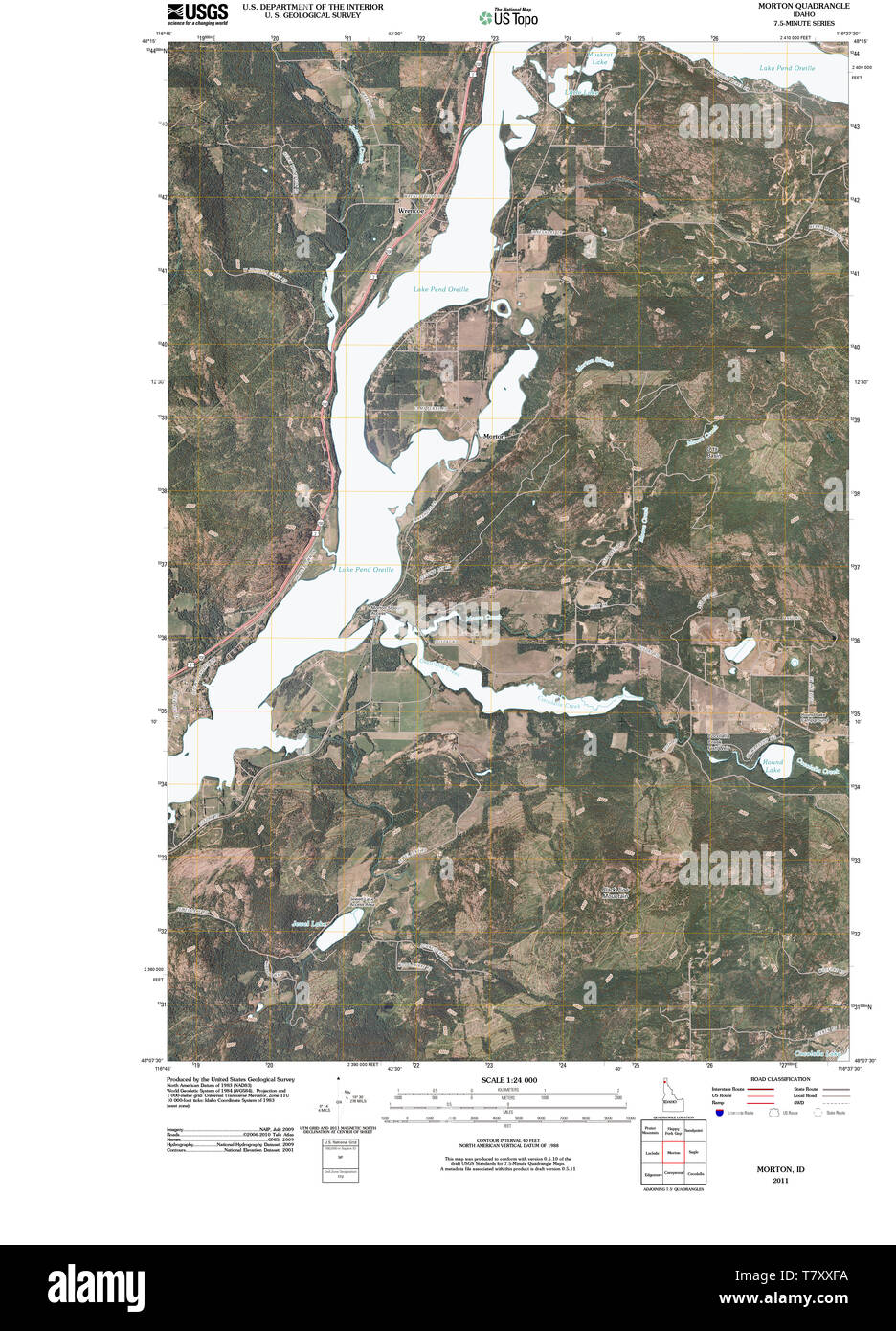 USGS TOPO Map Idaho ID Morton 20110119 TM Restoration Stock Photo