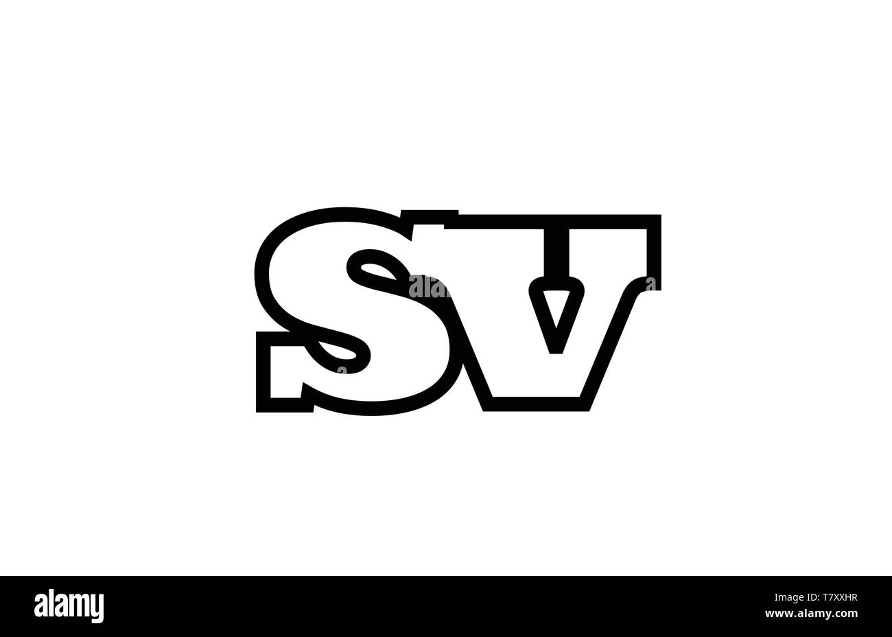 Connected or joined sv s v black alphabet letter combination suitable ...