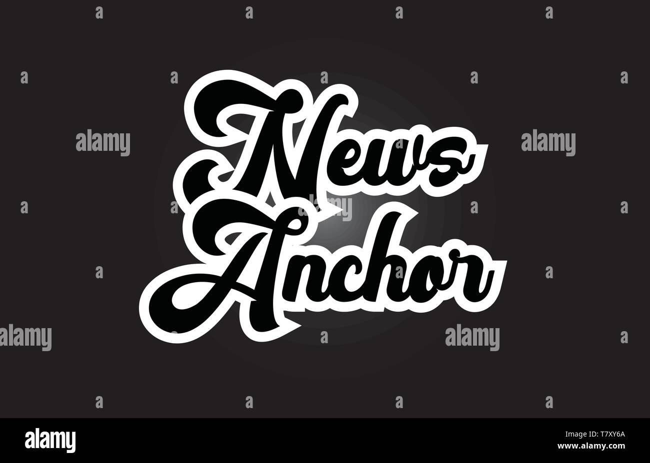 News Anchor hand written word text for typography iocn design in black