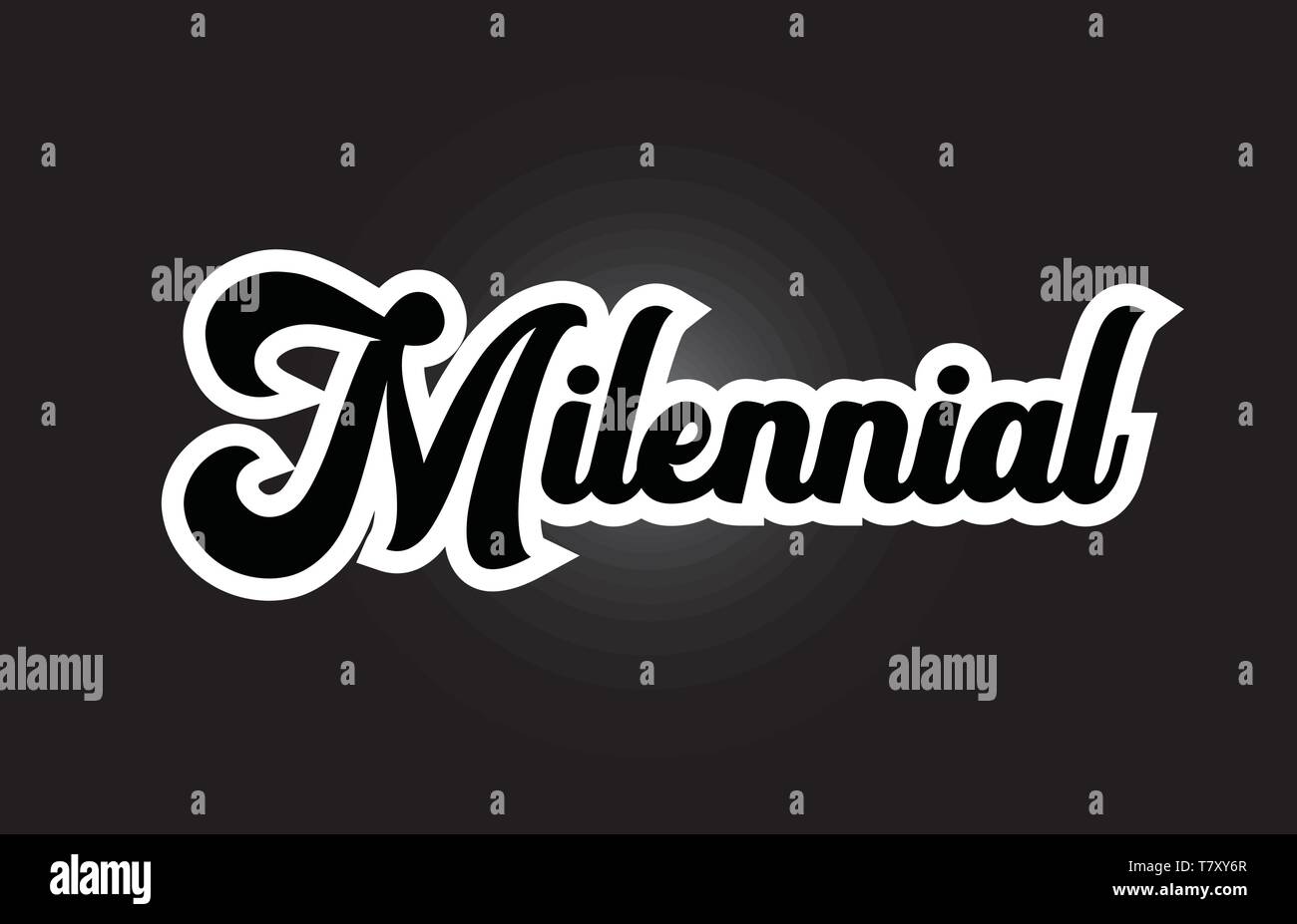 Milennial hand written word text for typography iocn design in black ...