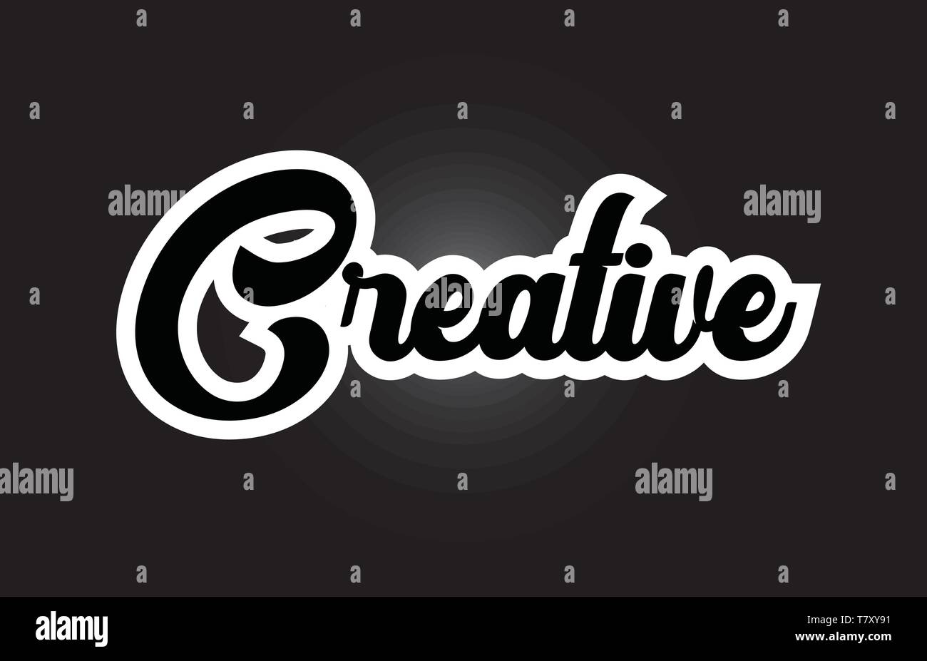 Creative hand written word text for typography iocn design in black and