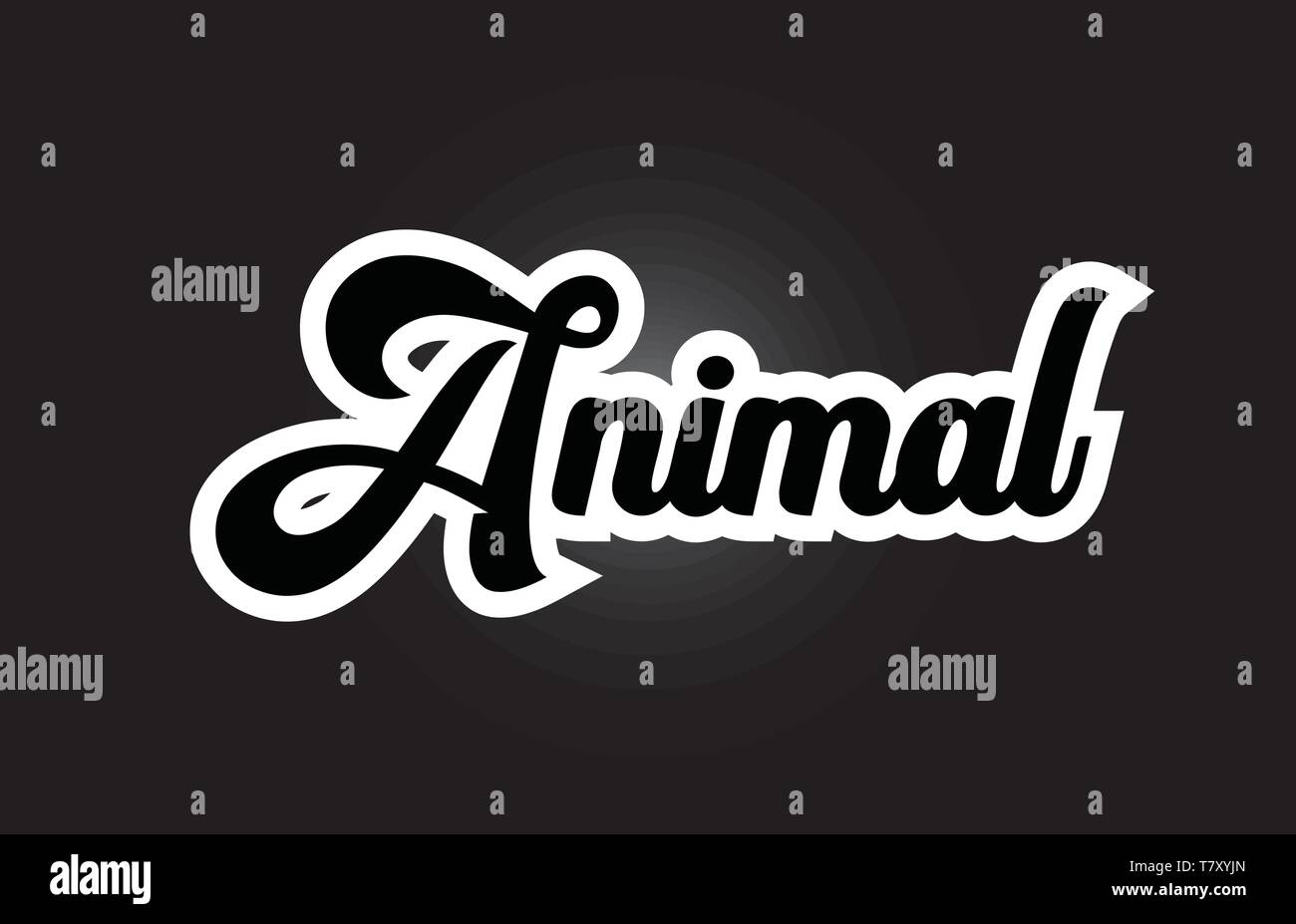 Animal hand written word text for typography iocn design in black and