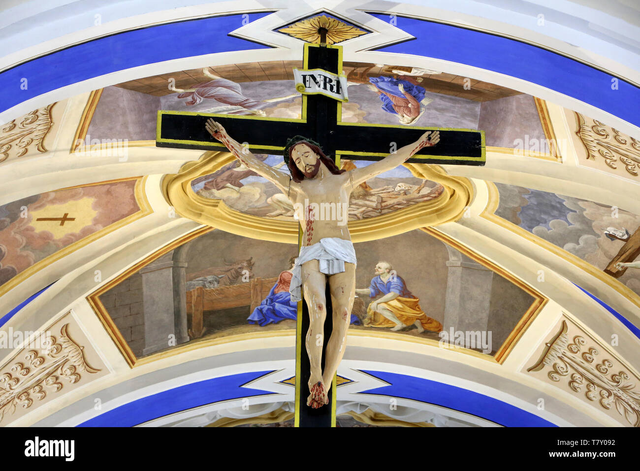 Jesus Christ Sur La Croix Eglise Saint Nicolas De Veroce Stock Photo Alamy