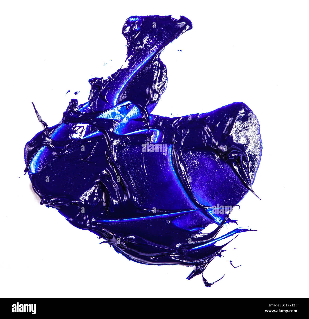 spot of blue oil paint on a white Stock Photo Alamy