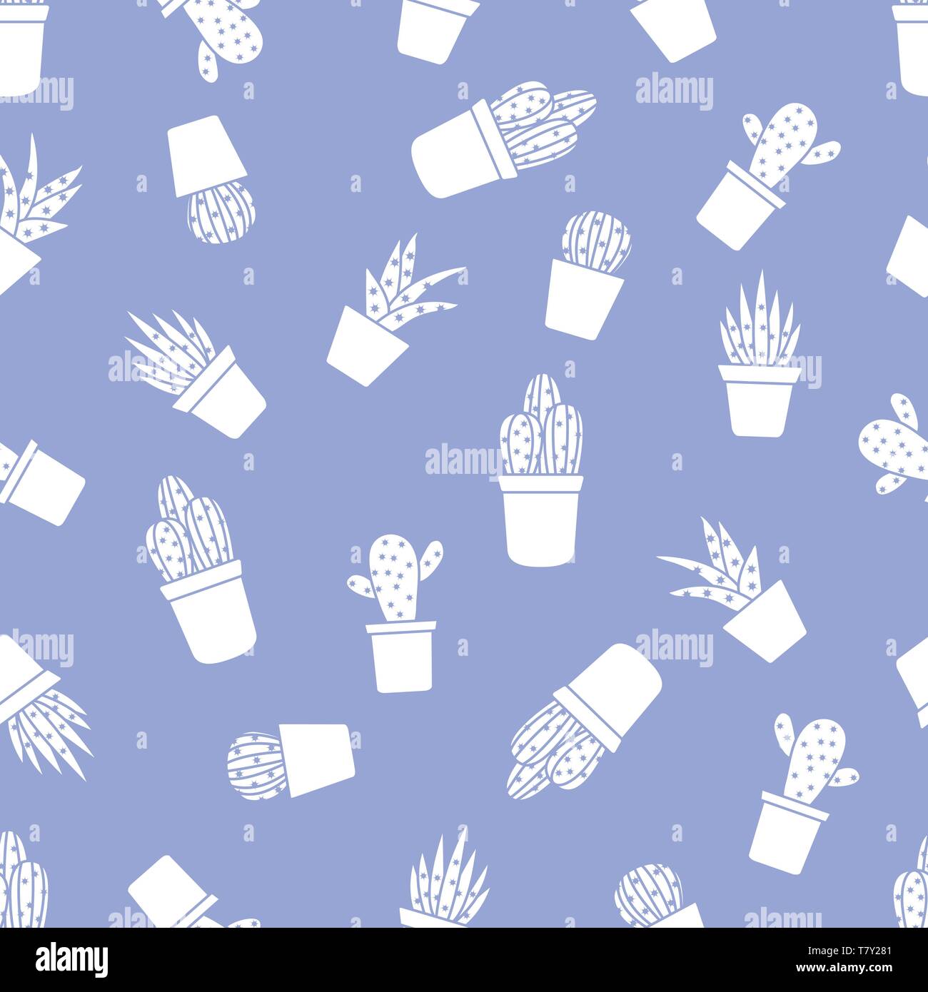Vector seamless pattern with cactus and succulents. Trendy background ...