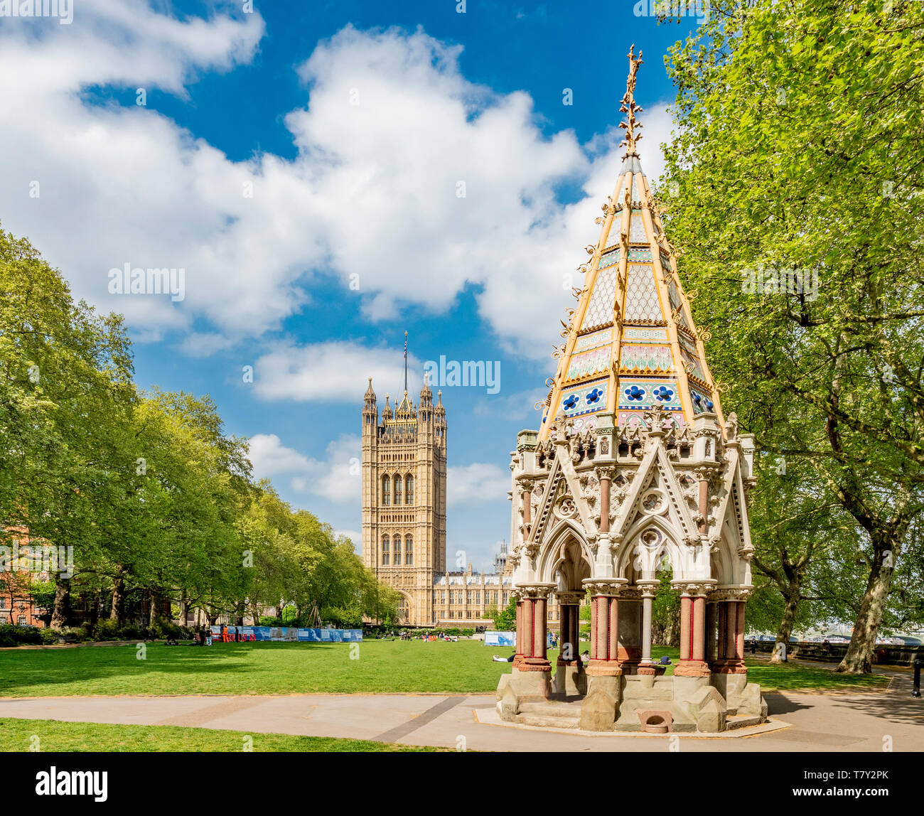 Buxton Memorial Fountain, by Charles Buxton and Samuel Sanders Teulon, celebrating the emancipation of slaves in the British Empire in 1834, Victoria  Stock Photo