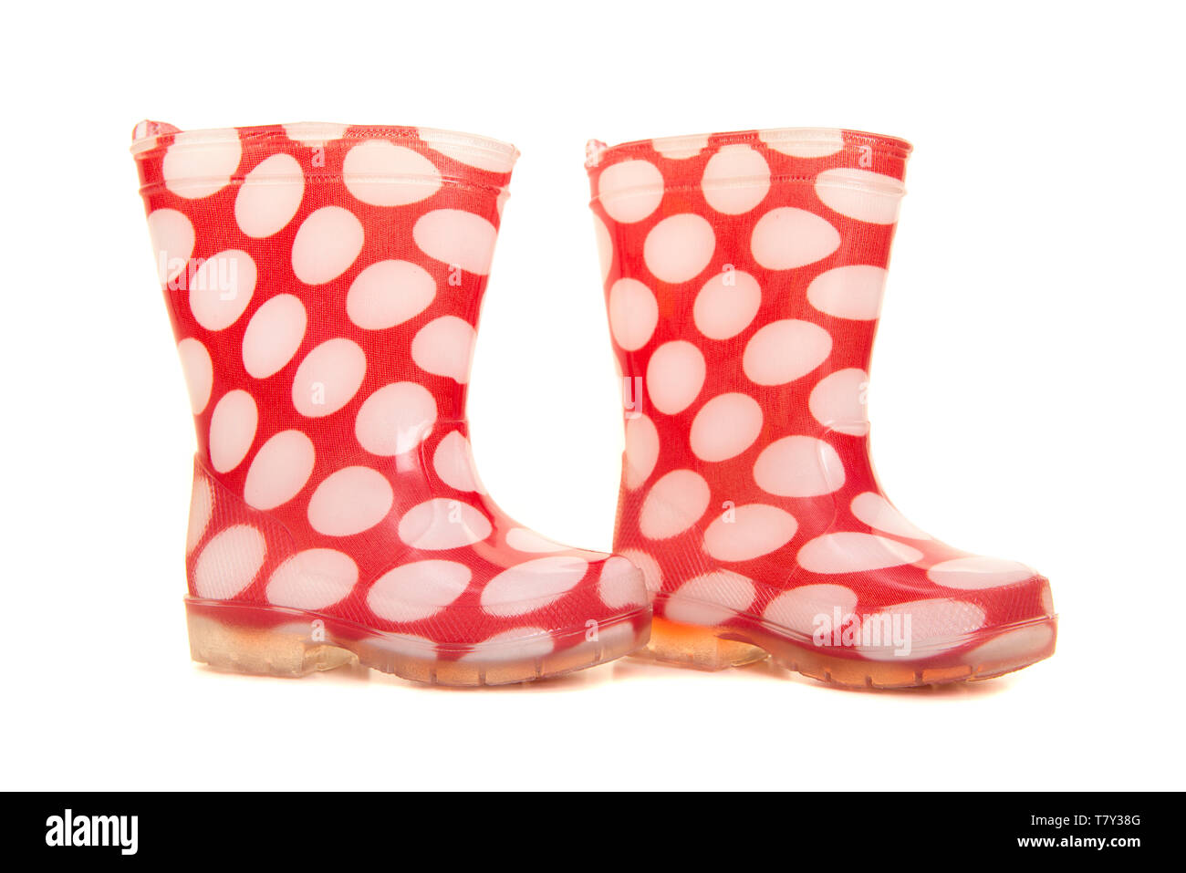 red and white rain boots