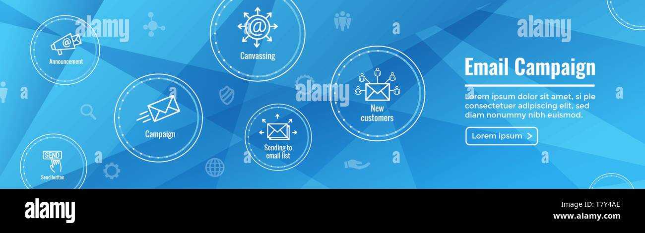 Email Marketing Campaigns Icon Set Web Header Banner Stock