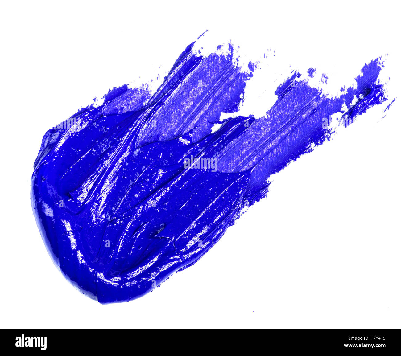 stain of blue oil paint on a white Stock Photo