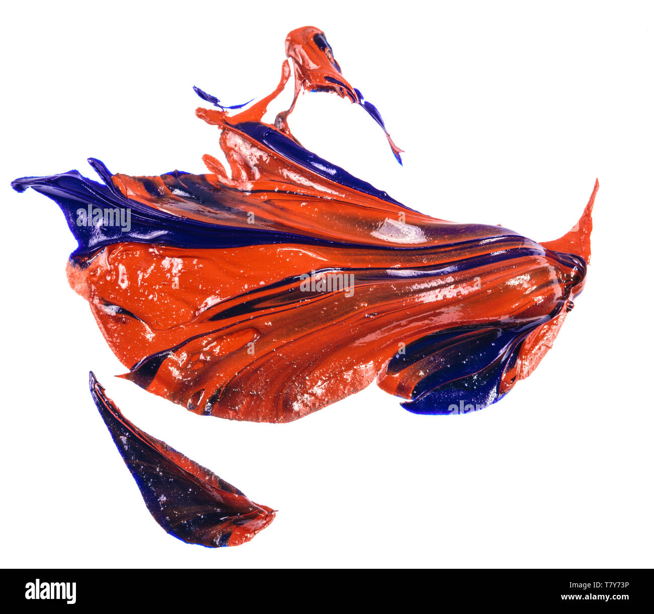 stain of blue and red oil paint. smear on white Stock Photo Alamy