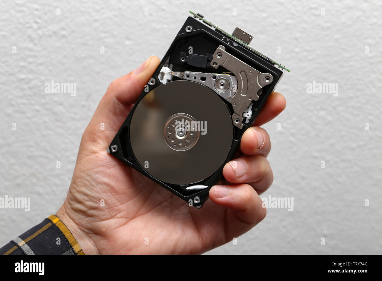 Computer Open external hard drive is repaired Stock Photo Alamy