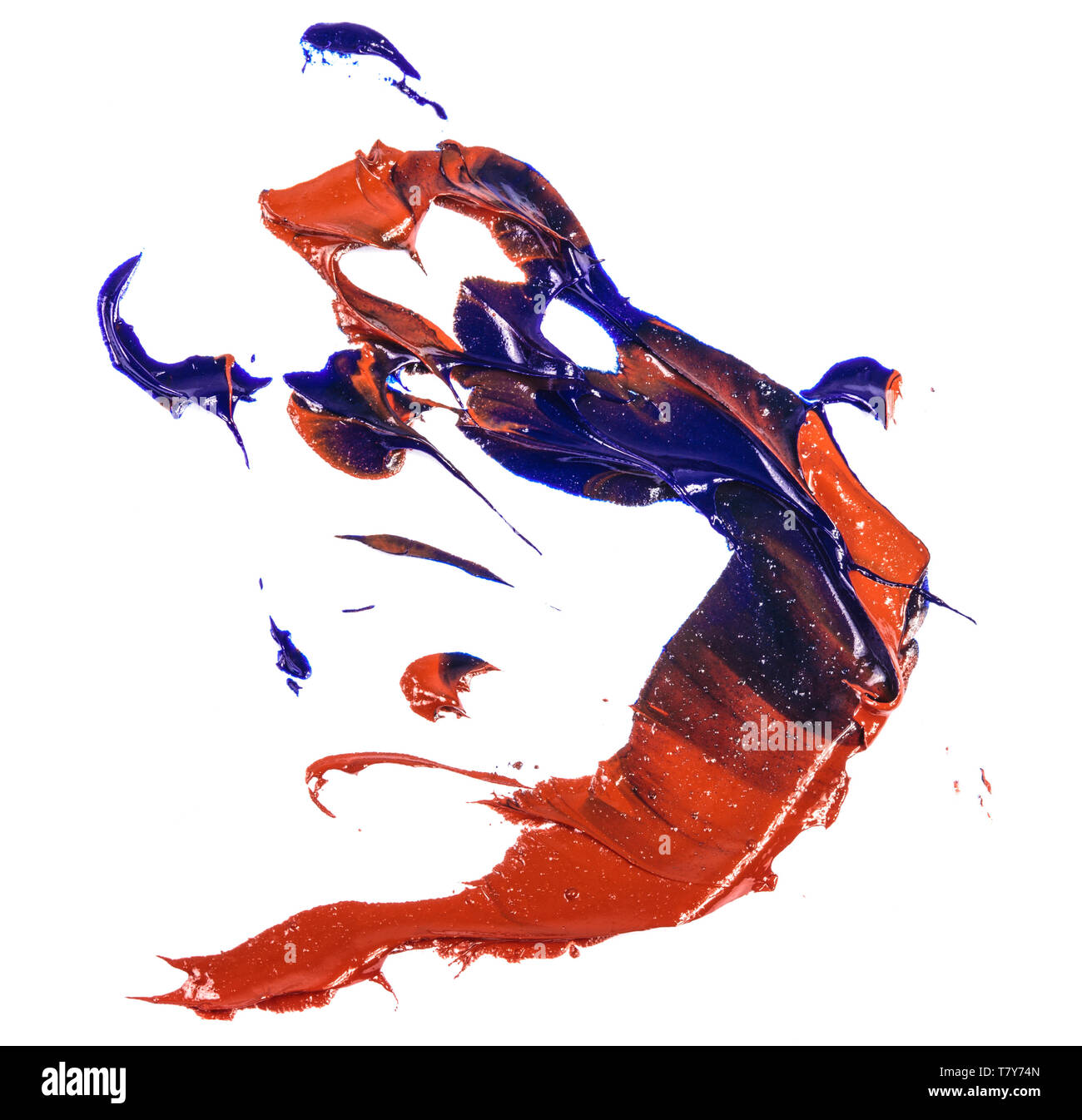 stain of blue and red oil paint. smear on white Stock Photo Alamy