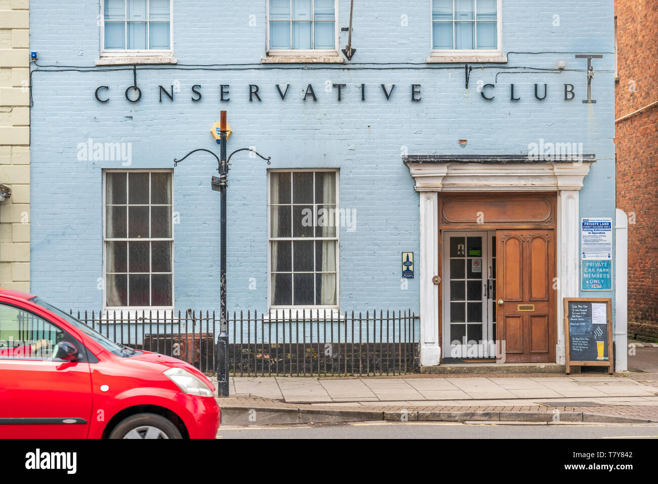 The front of the Conservative Club in the High Street, Wellington, Somerset. Stock Photo
