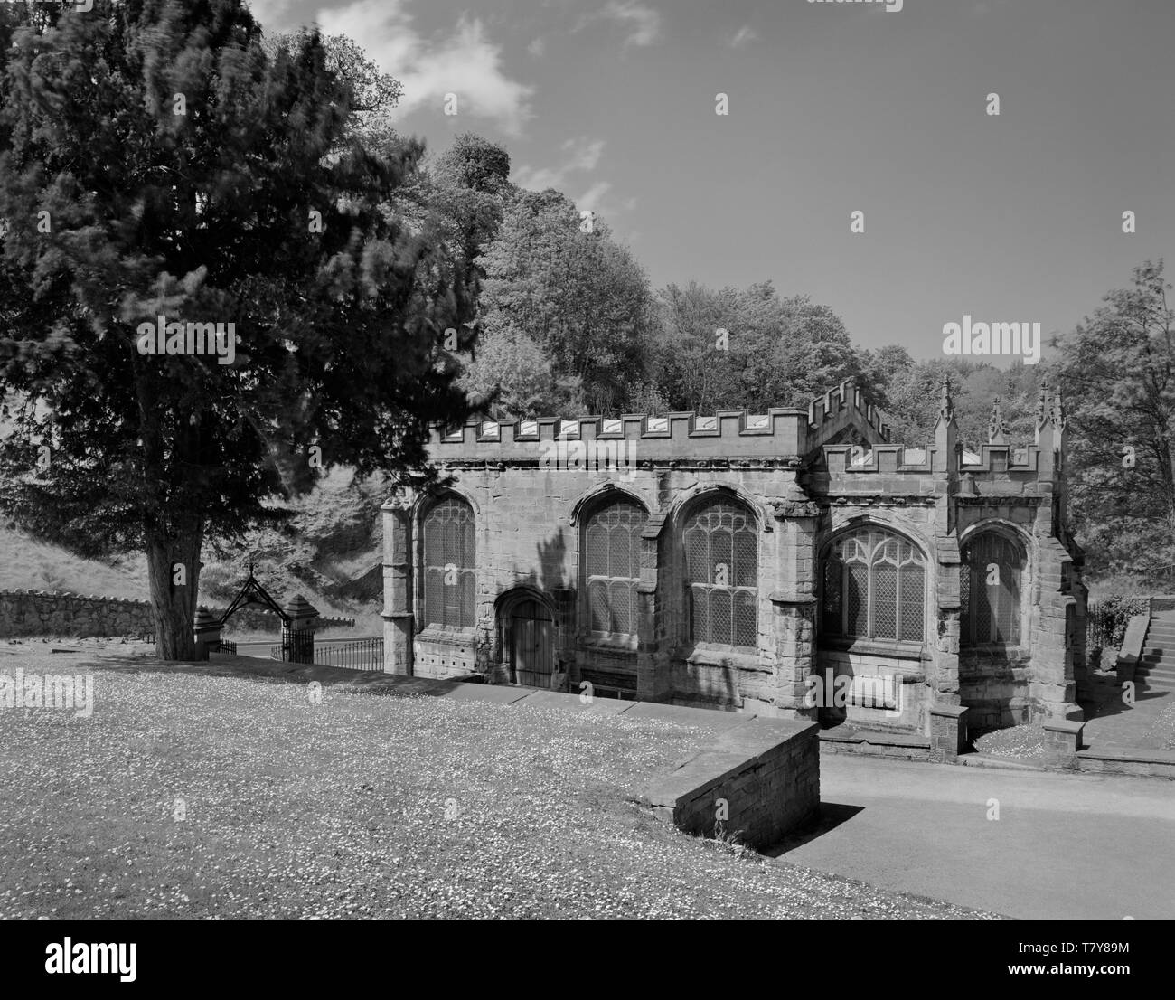 View NW of the two-storey well chapel of St Winifred, Holywell, Flintshire, Wales, UK, built c 1500 for Lady Margaret Beaufort, mother of Henry VII. Stock Photo