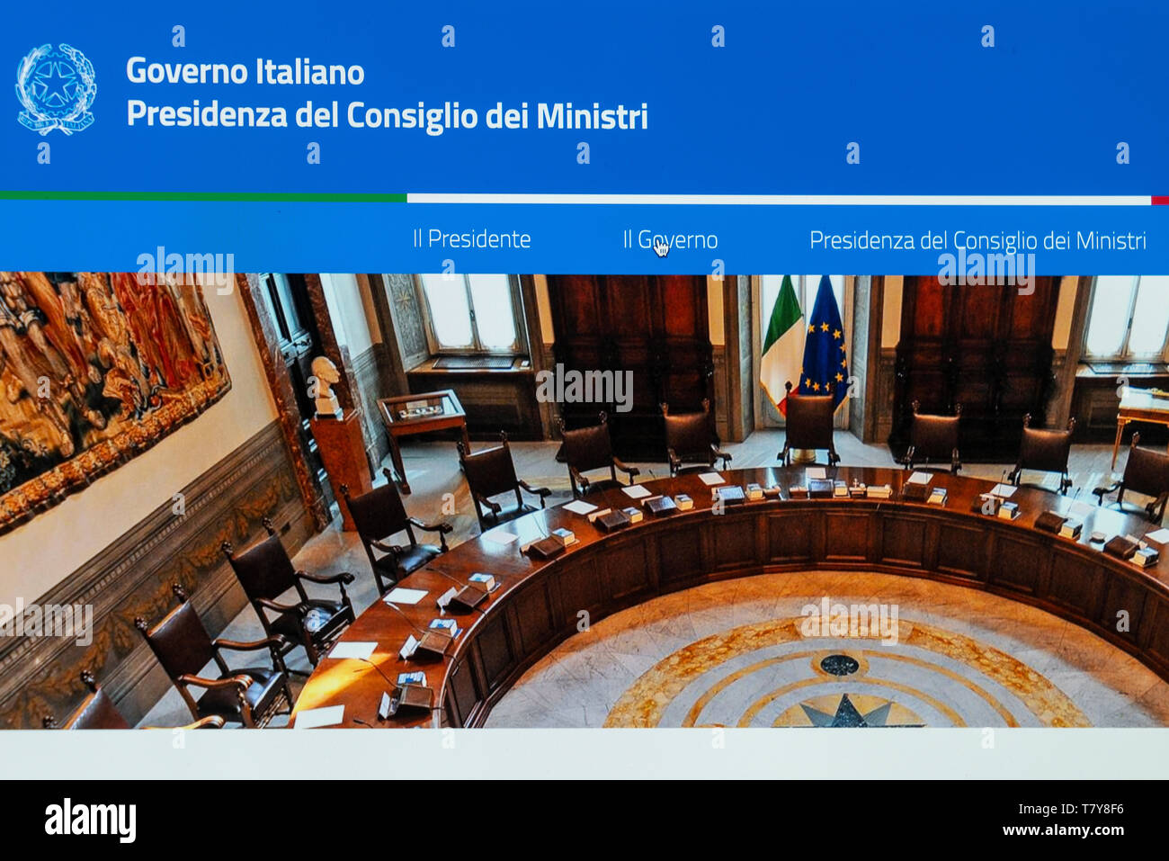 Rome, Italy.  May 8, 2019. a view of the  Italian government's institutional web page Stock Photo