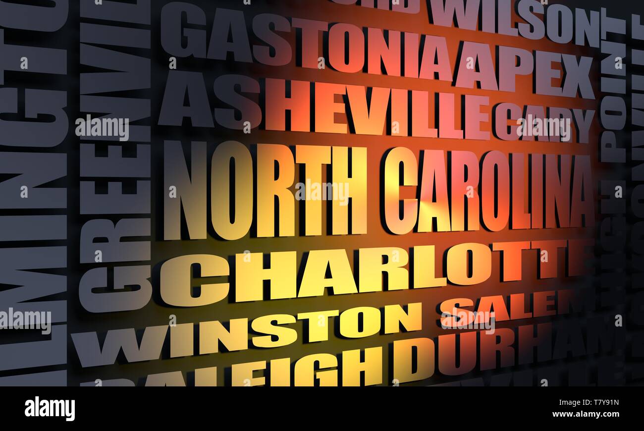 North Carolina state cities list Stock Photo Alamy