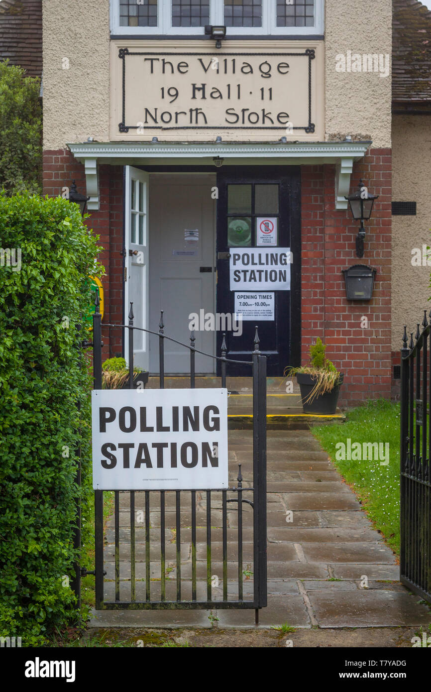 The Polling Station in North Stoke Village Hall, Oxfordshire. Stock Photo