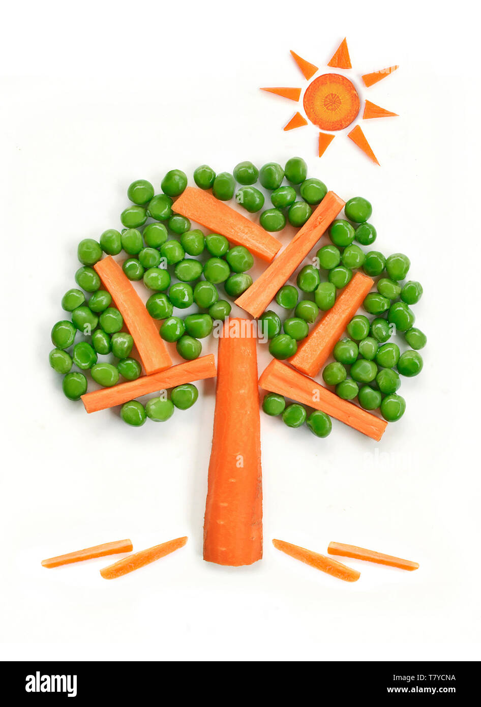 Tree and sun food art arrangement Stock Photo