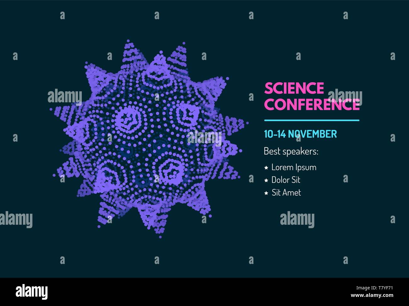 Science Invitation Abstract Science conference. Microorganism cell or virus particles. Business ...