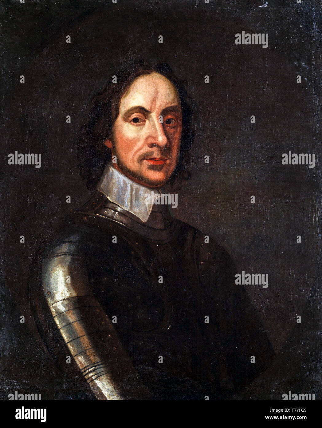 Oliver Cromwell in armour, portrait painting by the circle of Adriaen Hanneman, 17th Century Stock Photo