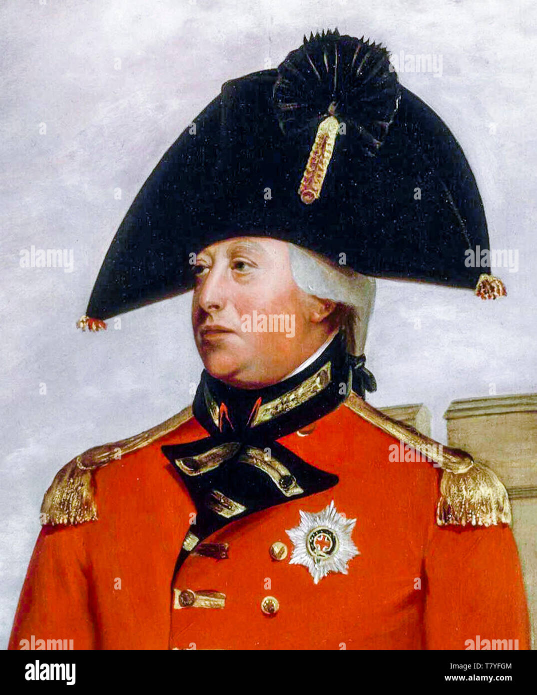 William Beechey, George III (1738-1820) in military uniform, portrait painting c. 1800 Stock Photo