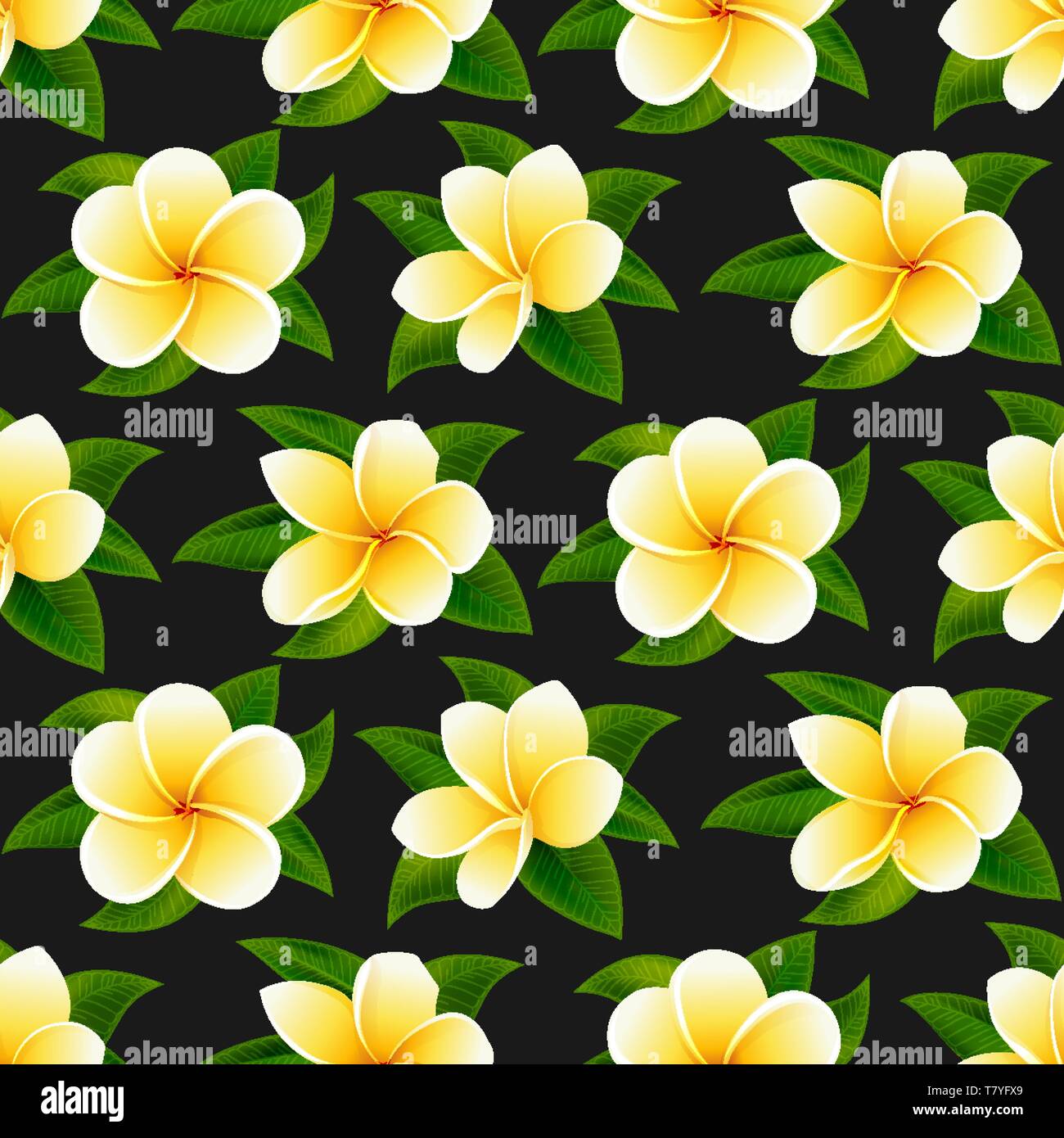 Beautiful tropical flowers seamless floral summer pattern vector background Stock Vector