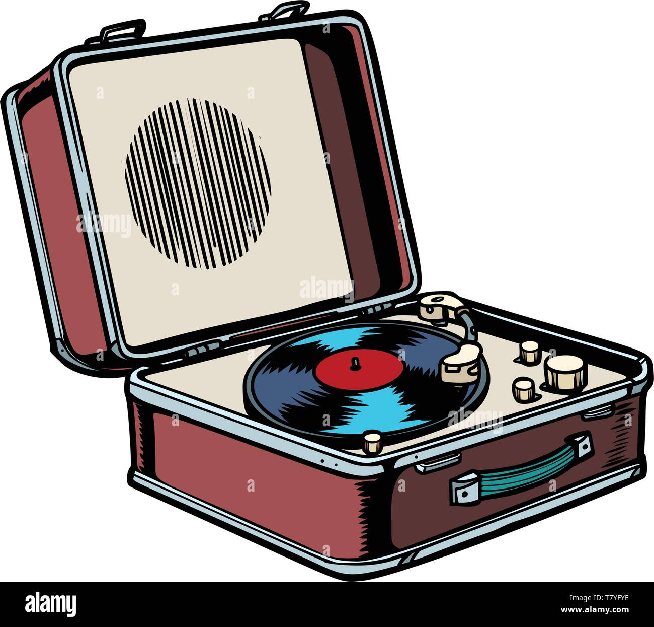 retro vinyl record player. Comic cartoon pop art vector retro vintage  drawing Stock Vector Image & Art - Alamy
