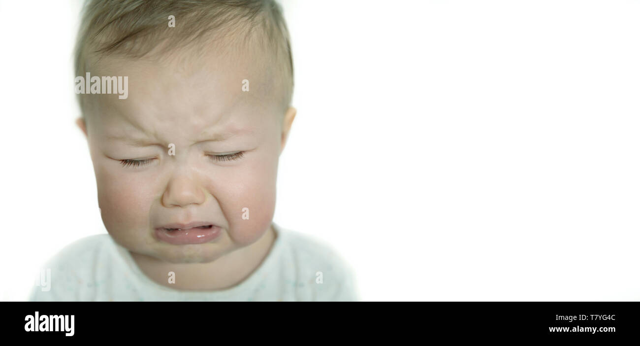 Crying baby isolated on white background Stock Photo