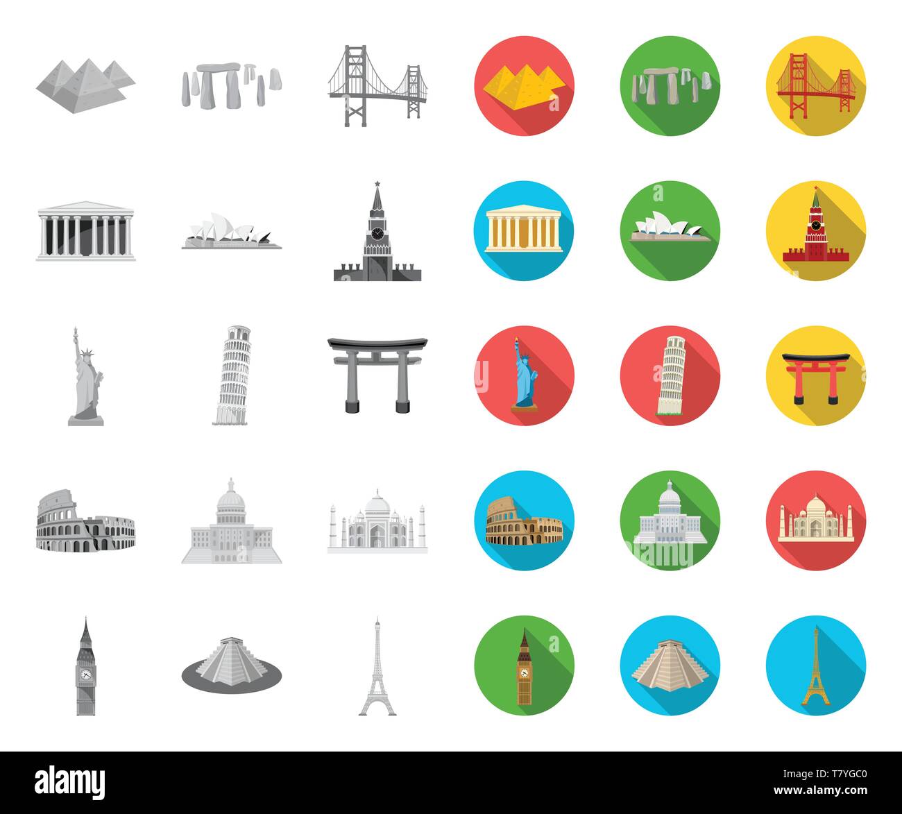 Sights of different countries cartoon icons in set collection for ...