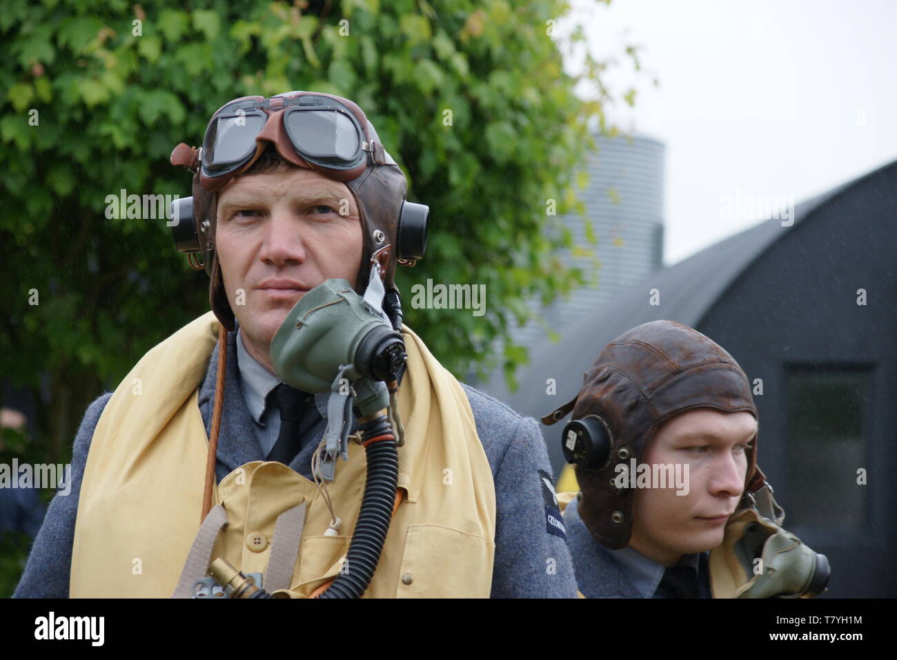world war two bomber crew in an airfield in lincolnshire Stock Photo