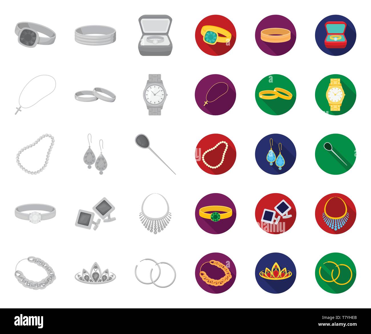 Jewelry and accessories mono,flat icons in set collection for design