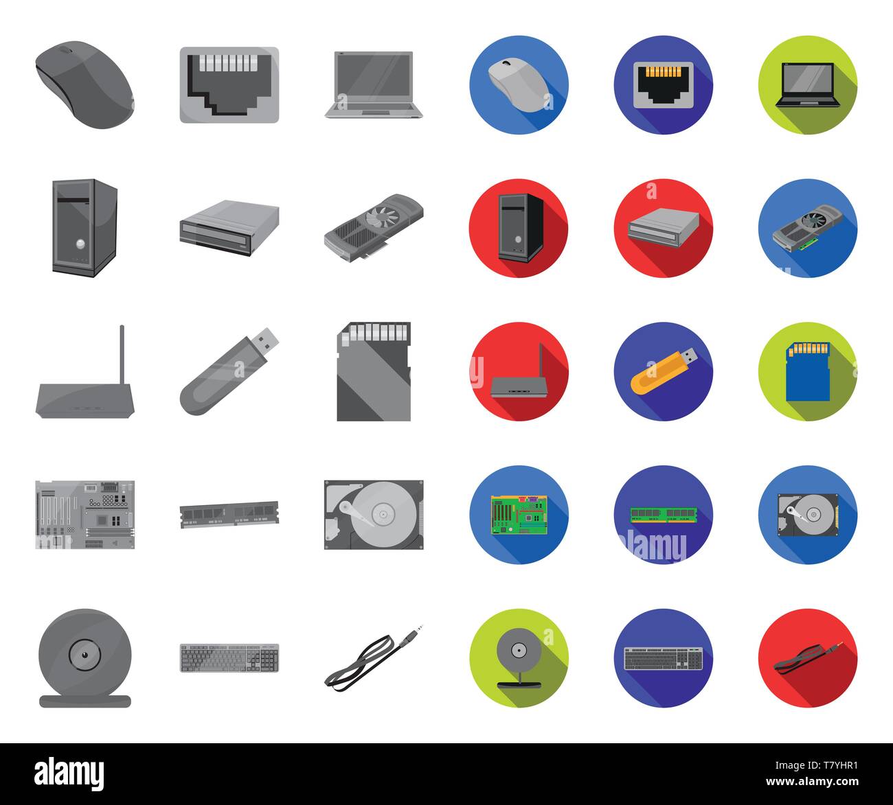 Personal computer mono,flat icons in set collection for design ...