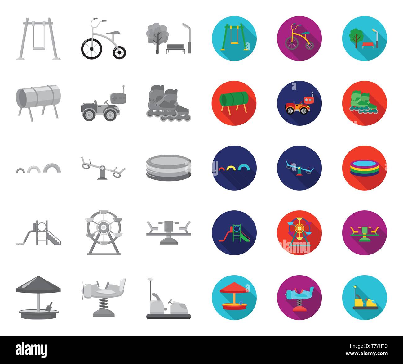 Playground, entertainment mono,flat icons in set collection for design ...
