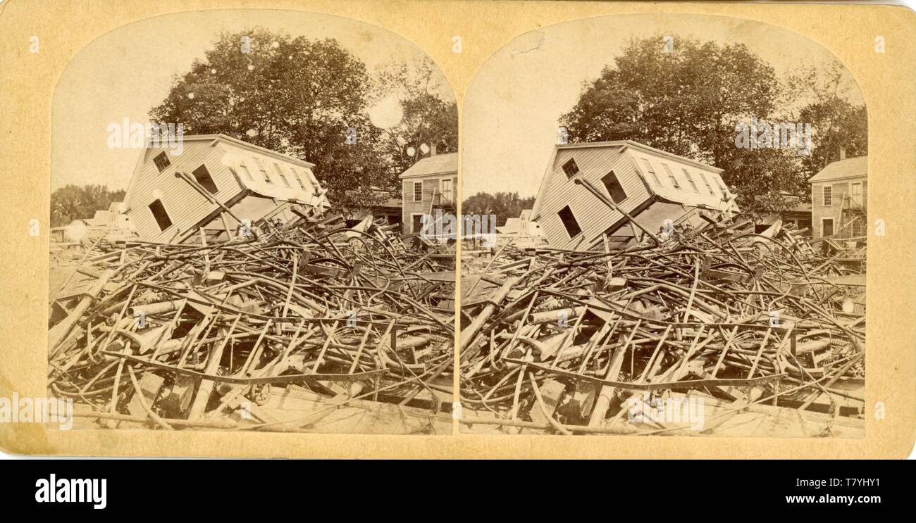 Aftermath of the Mill River, MA flood, 1874.  SC AP Stock Photo