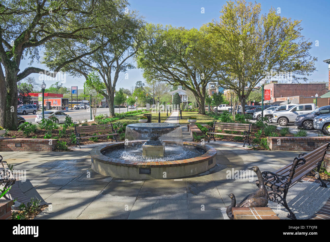 Summerville, South Carolina, downtown area.  Town Square. Stock Photo
