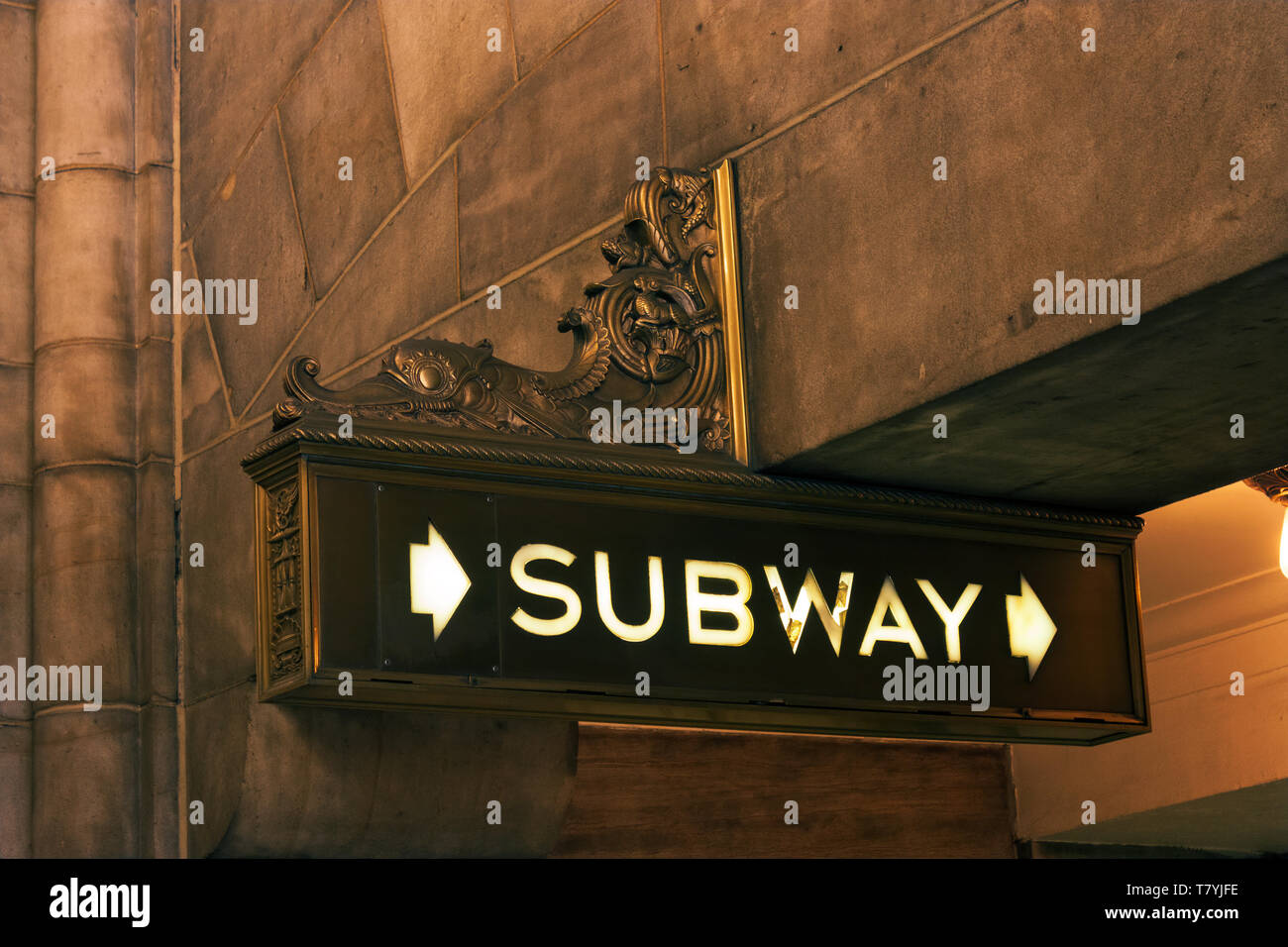 Subway sign in the former Bowery Savings Bank, E 42nd St, New York City ...