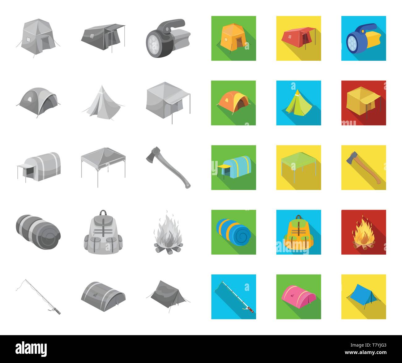 Different kinds of tents mono,flat icons in set collection for design ...
