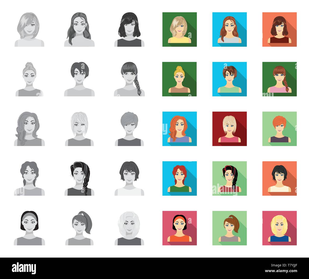 Types of female hairstyles mono,flat icons in set collection for design. Appearance of a woman vector symbol stock illustration Stock Vector Image & Art - Alamy Types of female hairstyles mono,flat icons in set collection for design. Appearance of a woman vector symbol stock illustration Stock Vector Image & Art - Alamy