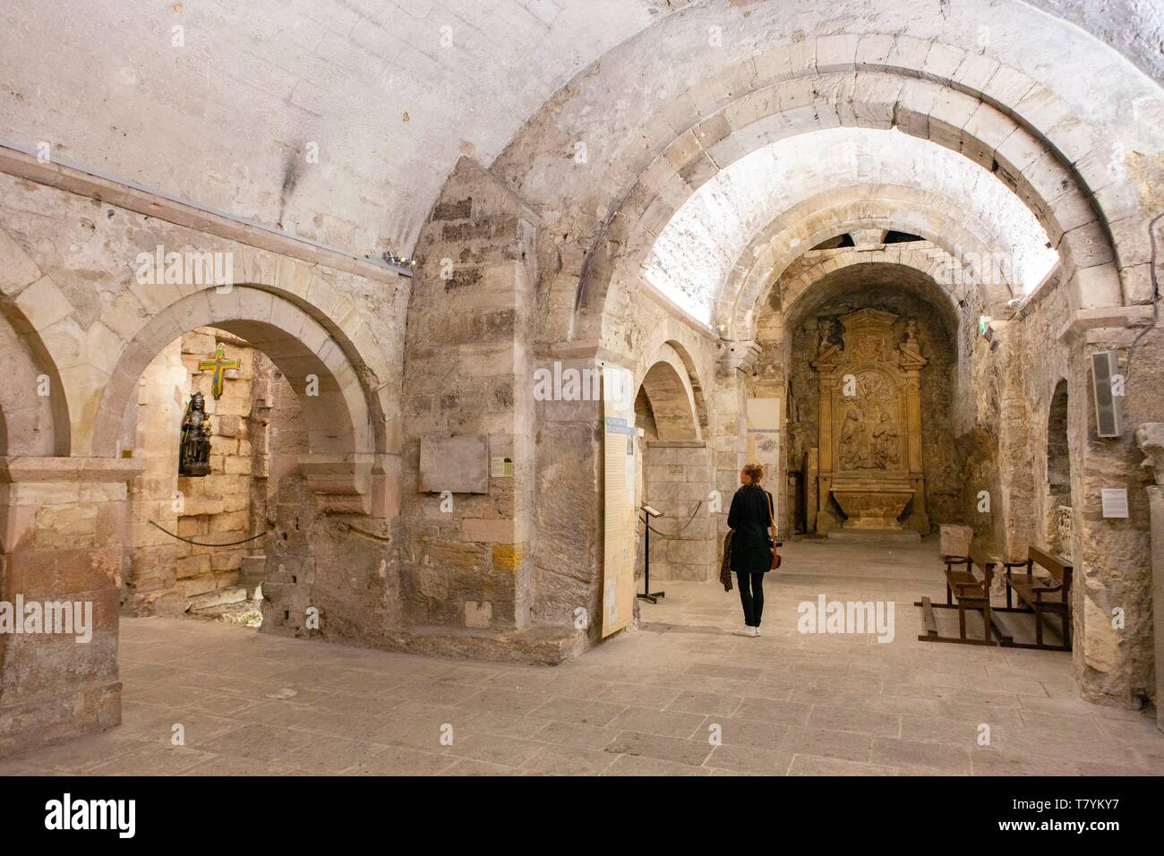 France, Bouches du Rhone, Marseille, the Saint Victor abbey, the crypt Stock Photo